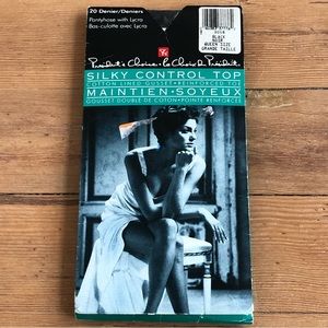 NWT Vintage control top gusset black pantyhose Lycra nylons | Queen